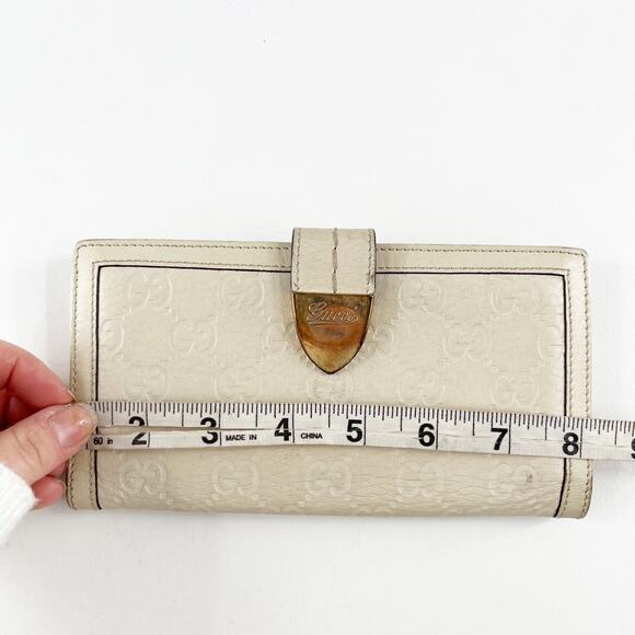 Gucci Guccissima GG Continental Long Rectangle Leather Wallet Cream - Picture 12 of 12